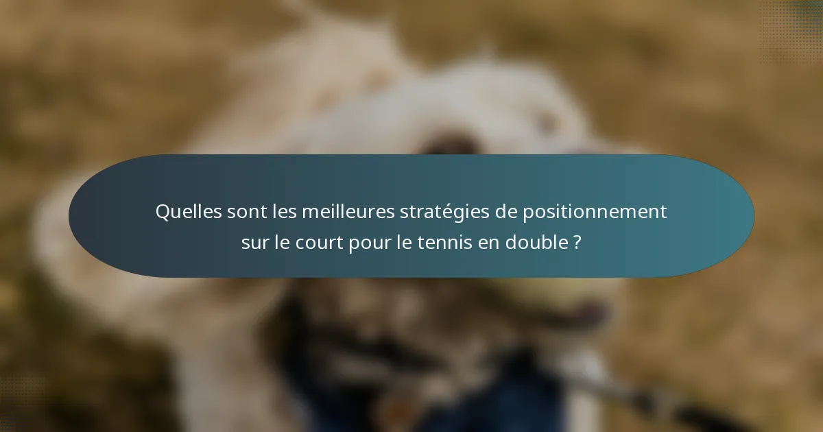 Quelles sont les meilleures stratégies de positionnement sur le court pour le tennis en double ?